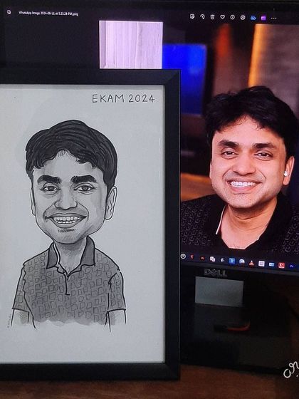 This image shows the consistency in quality and style across a large order of handmade caricatures.