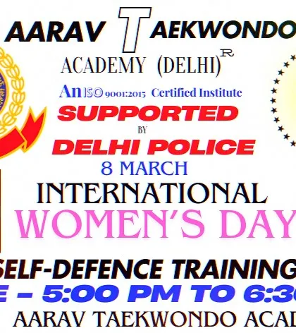 I am proud that our work is recognized and supported by the Delhi Police. This poster is from a free self-defense training camp we organized for International Women's Day at my academy. Safety and empowerment are for everyone.