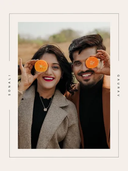 A fun and sweet portrait, elegantly framed. This is a great example of a creative 'Save the Date' photo that is both personal and beautifully designed.