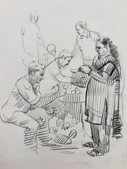 A collection of my figure drawing demonstrations from online classes and practice sessions. Each sketch is an opportunity to study the human form, capturing different poses, gestures, and scenes from daily life.