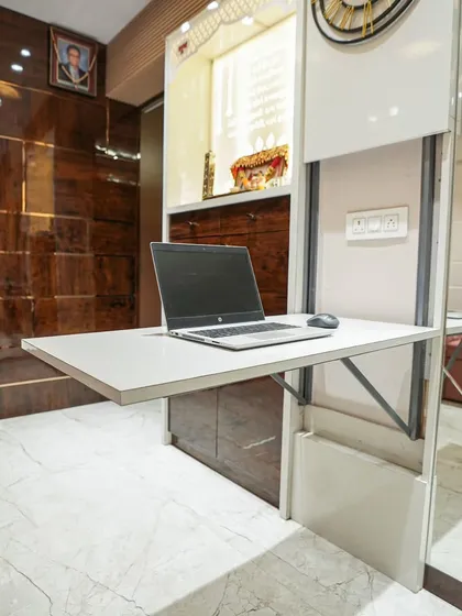In Mumbai's compact homes, smart furniture is key. This is a great example of my "jugaad" approach: a multipurpose folding table that serves as a personal dining space, a study desk, or even an ironing table.