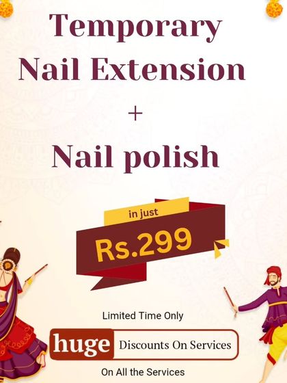 A limited-time Navratri offer for temporary nail extensions. A quick and easy way to get festive nails.