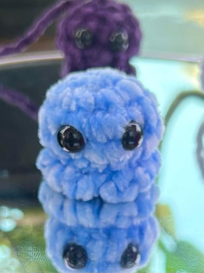 This light blue octopus keychain is another popular color choice. The plush yarn gives it a wonderful texture, making it a fun sensory item to have on your keys.