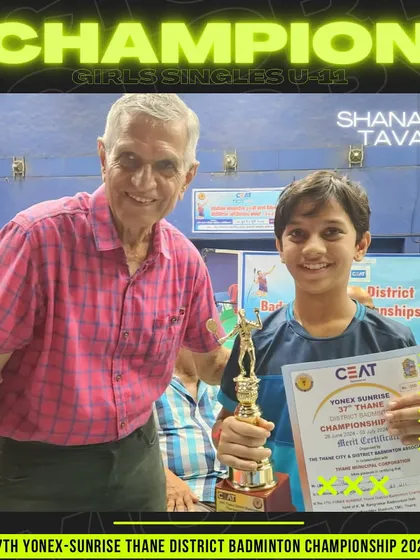 Shanaya Tavate, our Girls Singles U-11 champion at the Thane District Championship.