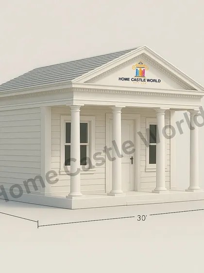 Inspired by classical architecture, this "White House" modular cottage features elegant columns and a stately design. It’s a unique, high-end option for a guesthouse, resort unit, or premium office.