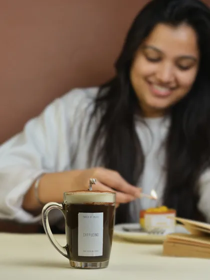 Brew up the perfect ambiance with my Cappuccino Candle. It looks just like a hot cup of coffee and fills the room with a rich, comforting aroma.