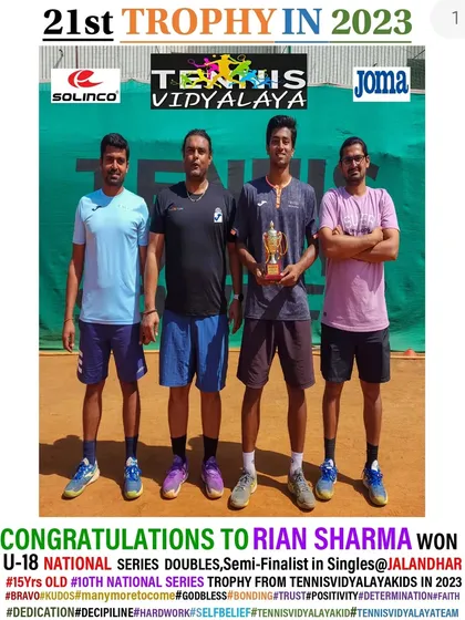 Congratulations to Rian Sharma for winning the U-18 National Series doubles title and reaching the semi-finals in singles.