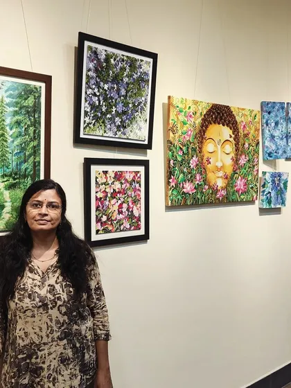 An invitation to my ongoing exhibition at CKP, showing my wall of art.
