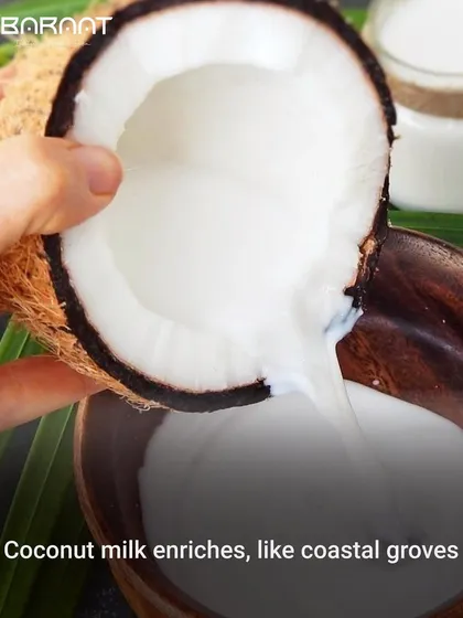 Rich coconut milk is poured into the curry, enriching it with a creamy taste that transports you to the coast.