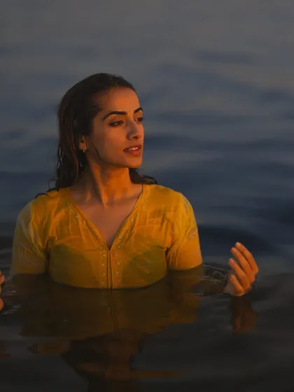 A moment of quiet contemplation in the river. The sheer energy of the Kumbh Mela is all around, yet in the water, you can find a pocket of stillness.