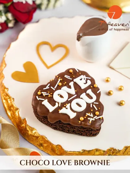 Our Choco Love Brownie is the perfect way to say "I Love You." This heart-shaped brownie is topped with chocolate, sprinkles, and a sweet message.
