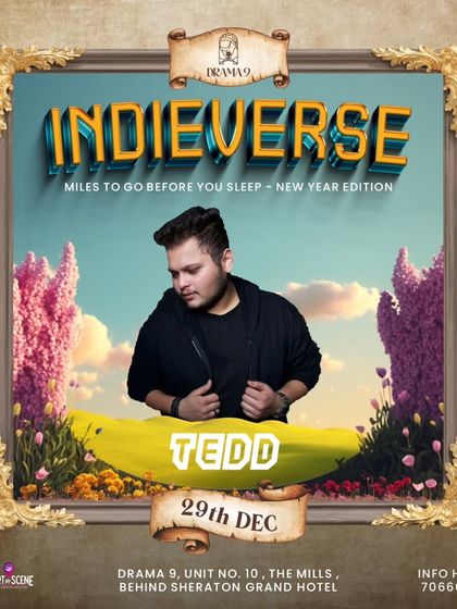 The official poster for my New Year's Edition set at Indieverse in Pune. This shows the kind of high-profile events I'm booked for.