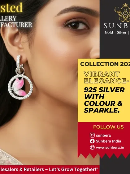 These vibrant 925 silver lotus bali earrings feature beautiful enamel work and a sparkling finish. They are part of a larger collection, allowing retailers to offer a complete, colourful set to their customers.