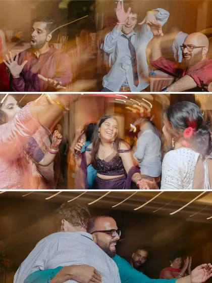 More candid moments from the dance floor, showing the laughter, hugs, and wild moves that make a reception party unforgettable.