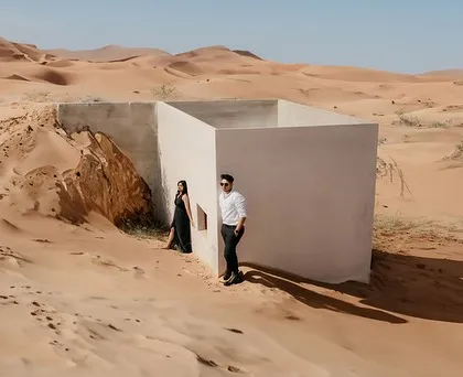 Love against an epic landscape. This pre-wedding shoot in the surreal deserts of Dubai showcases my passion for destination photography, creating art that is as grand as your love story.