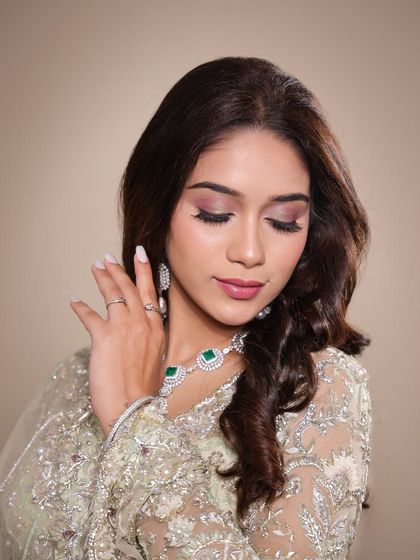 A close-up of the soft and romantic eye makeup taught in my masterclass. Learn the secrets to creating looks like this.