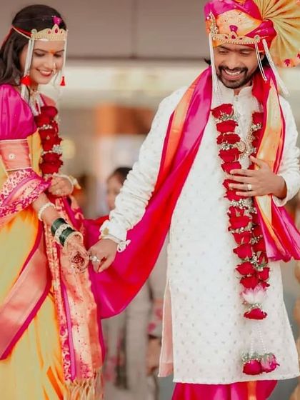Congratulations to the happy couple, Prathamesh and Kshitija. Here they are during their beautiful Maharashtrian wedding ceremony at Ellora banquet.