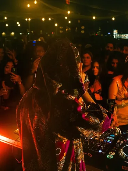 A view from behind the decks as I look out at the packed NYC crowd. The anticipation before a big drop is a feeling like no other.