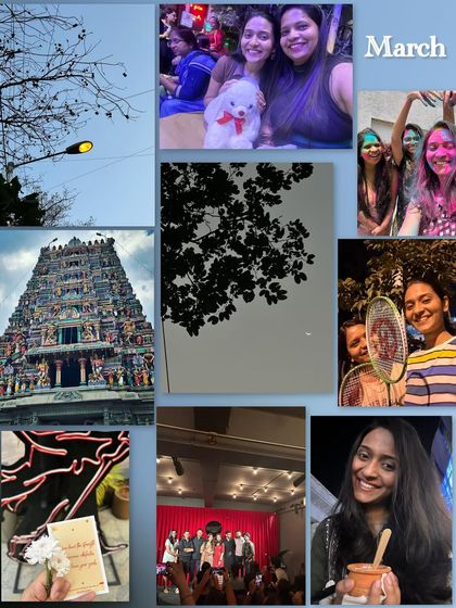 A collage from March, filled with friends, festivals like Holi, and live events.