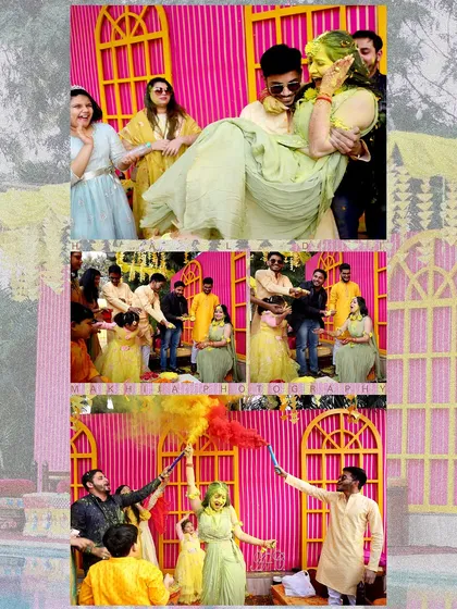 The Haldi ceremony is pure, unadulterated fun. I love getting right in the middle of the action to capture the vibrant colors, the playful moments with friends, and the genuine laughter that makes this ritual so special.