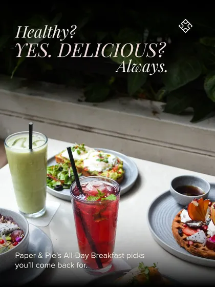 Healthy? Yes. Delicious? Always. A spread of our all-day breakfast picks, including waffles, avocado toast, and a smoothie bowl.