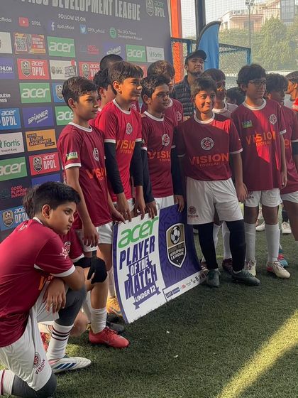 The Under 12 team celebrating their 5-0 victory in the DPDL. A proud moment for the players, who executed their game plan perfectly.