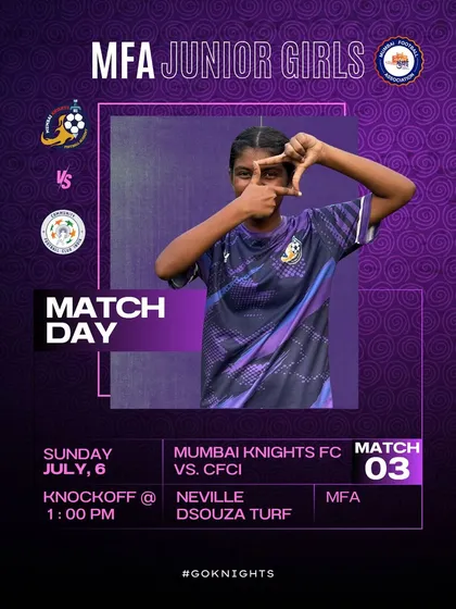 Match day graphic for our junior girls' third match of the league.
