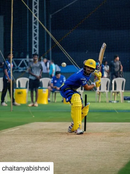 Our player Chaitanya Bishnoi during a net session with the Chennai Super Kings (CSK) in the IPL. We prepare our players for the biggest stages.