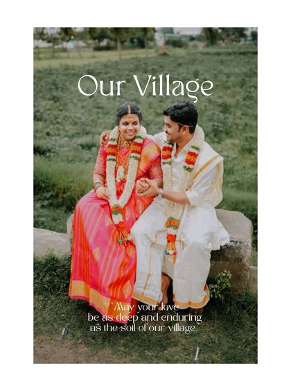A sweet moment from the "Our Village" shoot, with the couple holding hands and sharing a smile. It feels authentic and deeply personal.