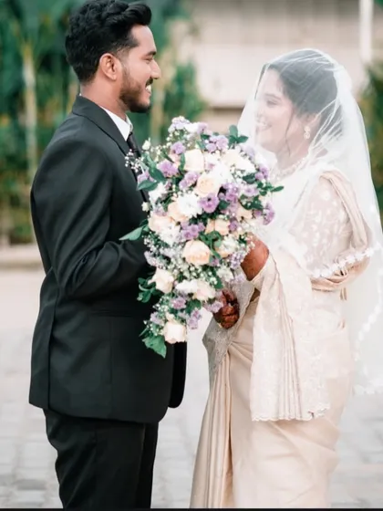 The quiet moments are just as important as the grand ones. Here, we captured a beautiful candid of a Christian wedding, with the bride and groom sharing a look of love and commitment. We specialize in capturing the elegance and emotion of every type of ceremony.
