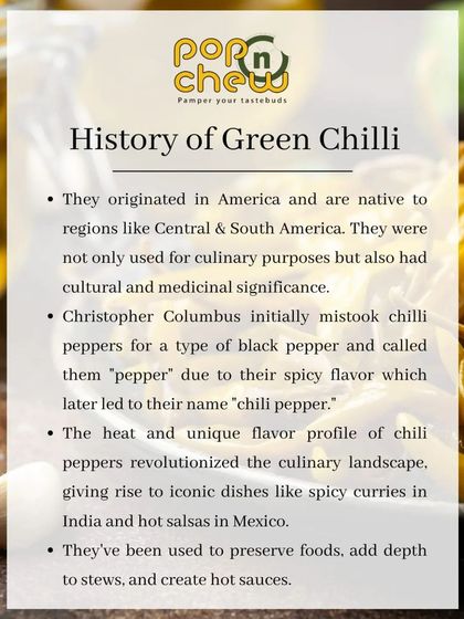 Explore the history of the green chilli. This infographic explains how it journeyed from the Americas to revolutionize culinary landscapes across the world, from Indian curries to Mexican salsas.