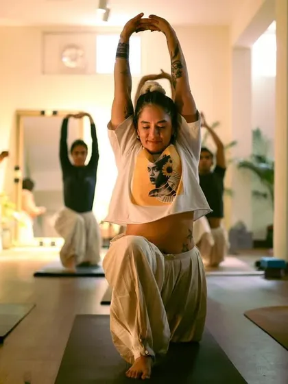 There is a powerful life force, or 'Prana', that we cultivate together in the shala. This image captures a moment of collective energy as we move through a heart-opening sequence, feeling both relaxed and steady.