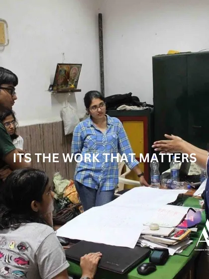 "It's the work that matters." A candid shot of a late-night work session in the studio. This captures the dedication and collaborative spirit that drives our practice and our educational programs.