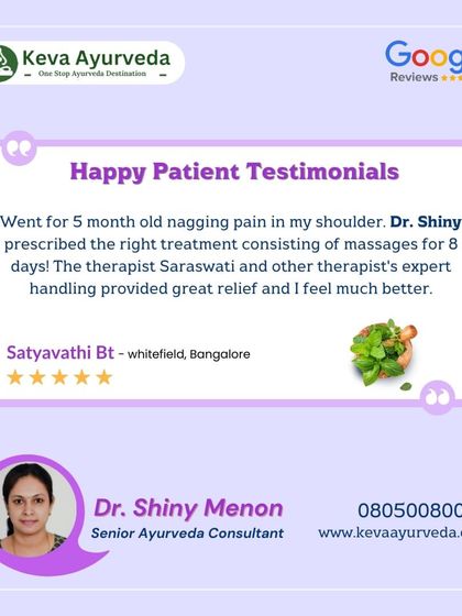 This patient found relief from a 5-month-old nagging shoulder pain after an 8-day massage treatment prescribed by Dr. Shiny. The expert handling by our therapists provided great relief and a much better feeling.