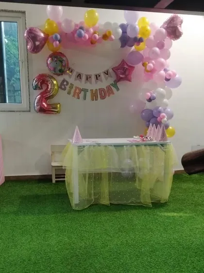 A simple and sweet birthday setup for a second birthday, showing how even smaller celebrations can be beautifully arranged in our space.