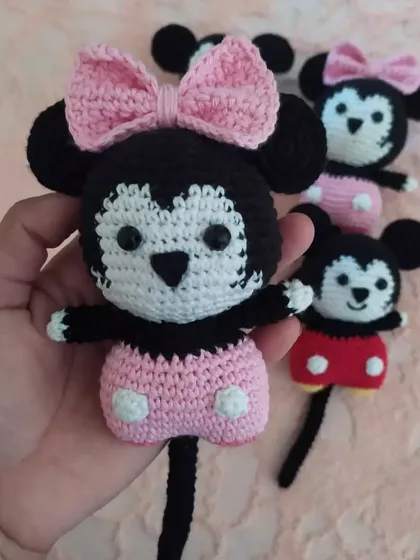 My Mickey and Minnie Mouse toys are definitely a bestseller! This little Minnie, held in my hand, shows the detailed stitching and the love that goes into each character. They are about 6-7 inches tall, perfect for little hands.