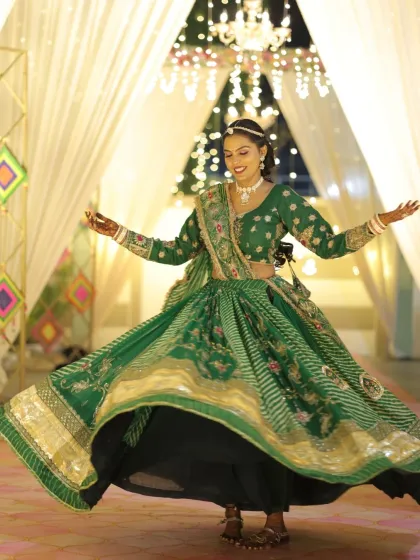 Another twirling shot, capturing the movement and beauty of the lehenga.