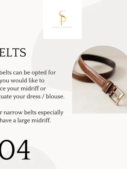 Belts are a powerful accessory. A wide belt can enhance your midriff, while a narrow belt is a great choice if you want to de-emphasize it. The key is to choose accessories that work in harmony with your body shape.