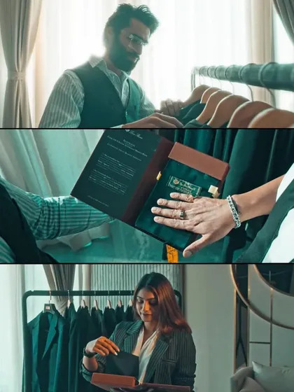 My creative process starts with a clear concept. Here’s a glimpse of a menswear project, from selecting fabrics and suits on the rack to finalizing the lookbook, ensuring every detail is perfect.
