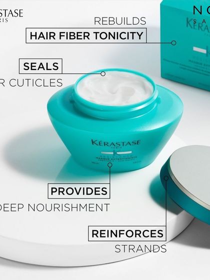 For deep nourishment, we recommend the Kérastase Résistance Masque Extentioniste. This hair mask rebuilds the hair fiber's tonicity and reinforces strands from within for stronger, healthier lengths.