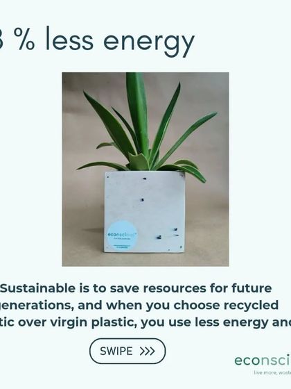 Why choose recycled? Because it uses 88% less energy than producing virgin plastic. Your choice helps save resources for future generations.