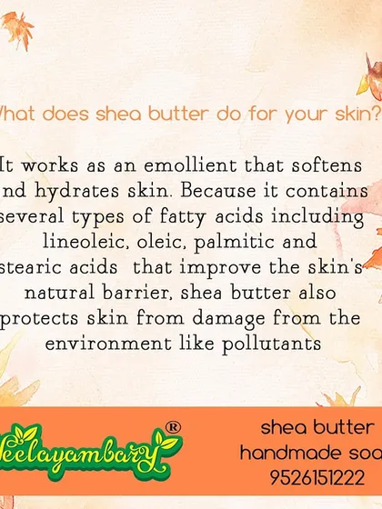 Shea butter is a wonderful emollient that softens and hydrates the skin. My Shea Butter soap is incredibly creamy and helps protect your skin's natural barrier, making it great for babies and those with very dry skin.