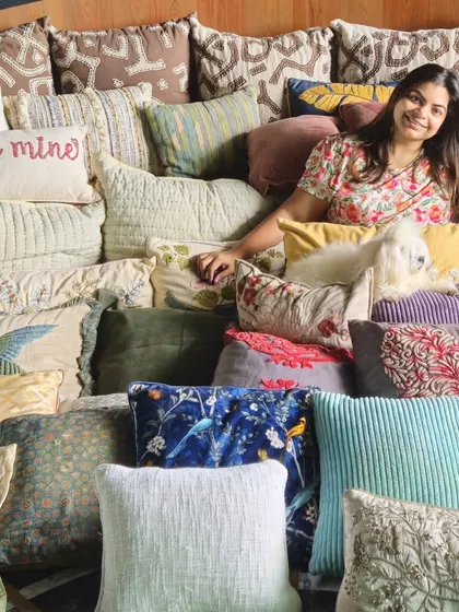 If you're wondering about my obsession with cushions, here's the evidence. To me, they are the final hug for any room, adding that perfect layer of color, texture, and comfort.