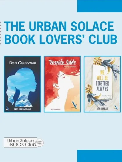 A showcase of the three books by author Rita Chhablani that were featured during her special appearance at our club.