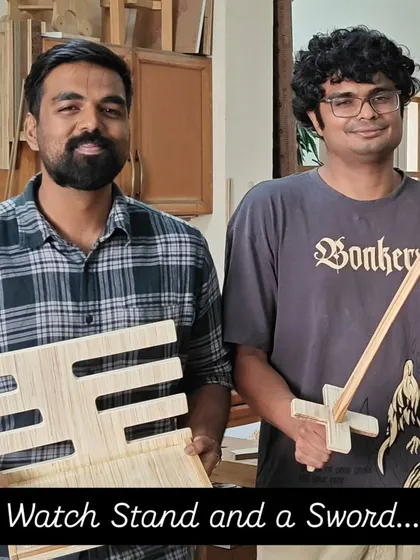 A custom watch stand and a wooden sword. It's always fun to see the unique ideas people bring to the workshop and help them bring those ideas to life.