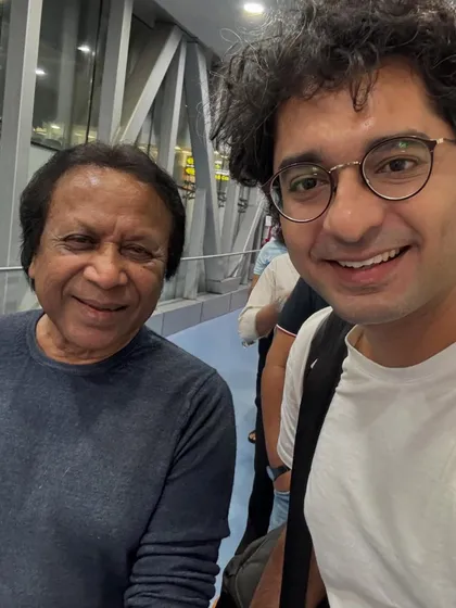 Another airport selfie with Ustad ji. Traveling with a master is a constant lesson in humility, dedication, and of course, music.