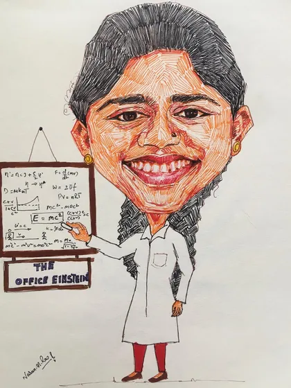 Part of a series I created for a company that was rewarding its employees. This caricature celebrates "The Office Einstein," using a theme that reflects the person's strengths at work. It's a fun and creative way to show appreciation.