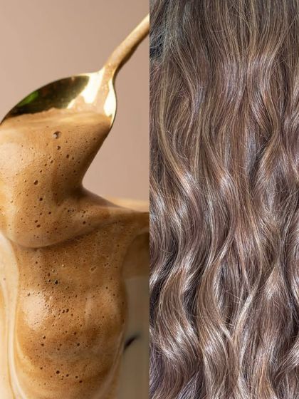 Our inspiration for these coffee-toned highlights. The frothy, creamy texture of dalgona coffee perfectly matches the hair's dimension.