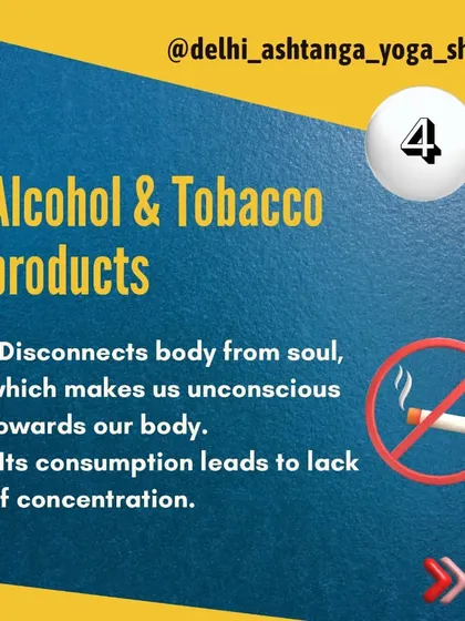 Things to avoid: Alcohol and tobacco products. They disconnect the body from the soul and lead to a lack of concentration.