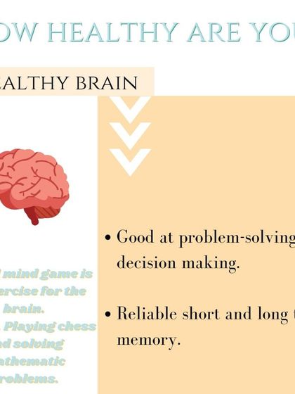 A healthy brain is sharp and reliable. Good problem-solving skills and strong memory are signs of good cognitive function. Mind games and a nutrient-rich diet are excellent ways to support your brain health.